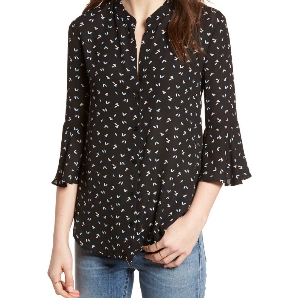 Print Bell Sleeve Top, size S
